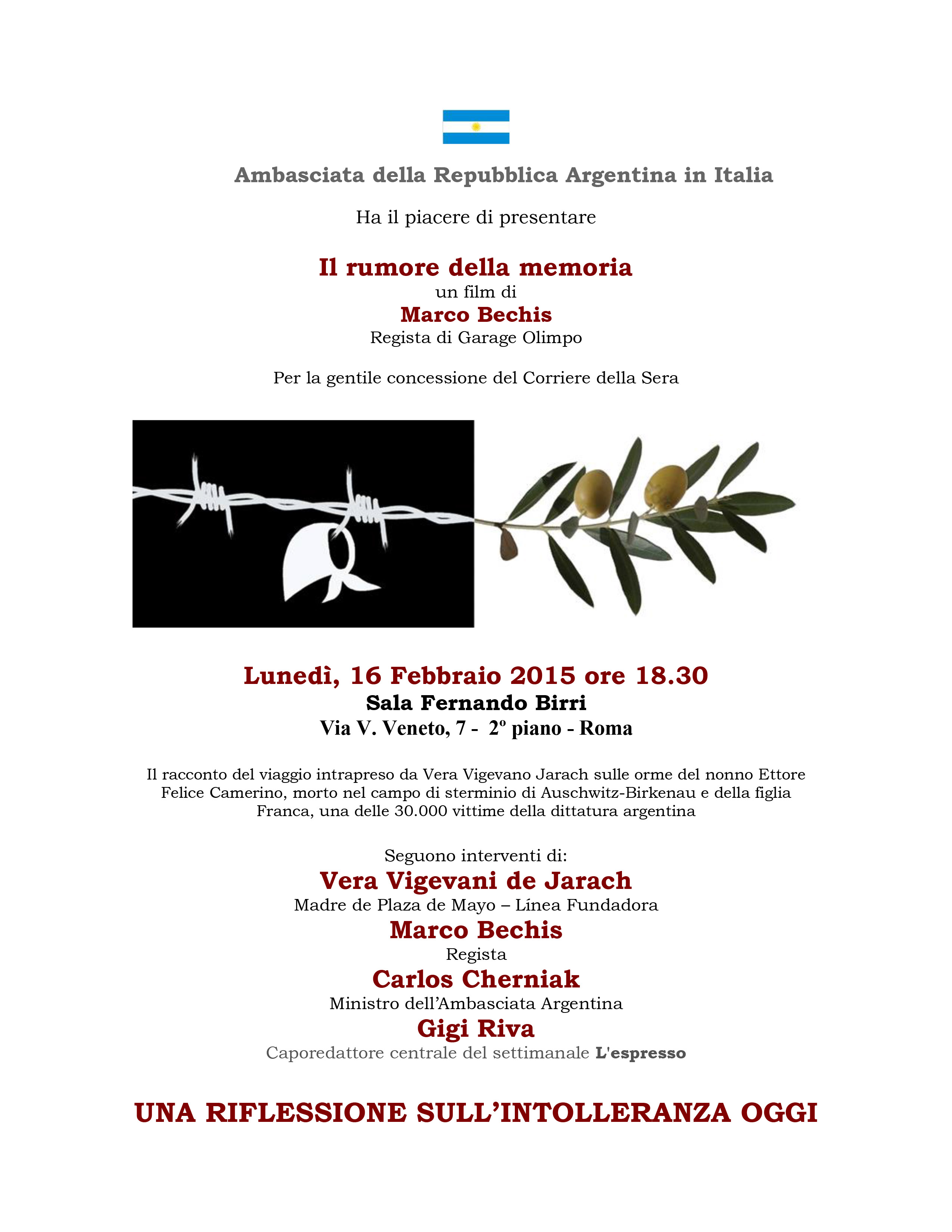 Comunicado Il rumore della Memoria