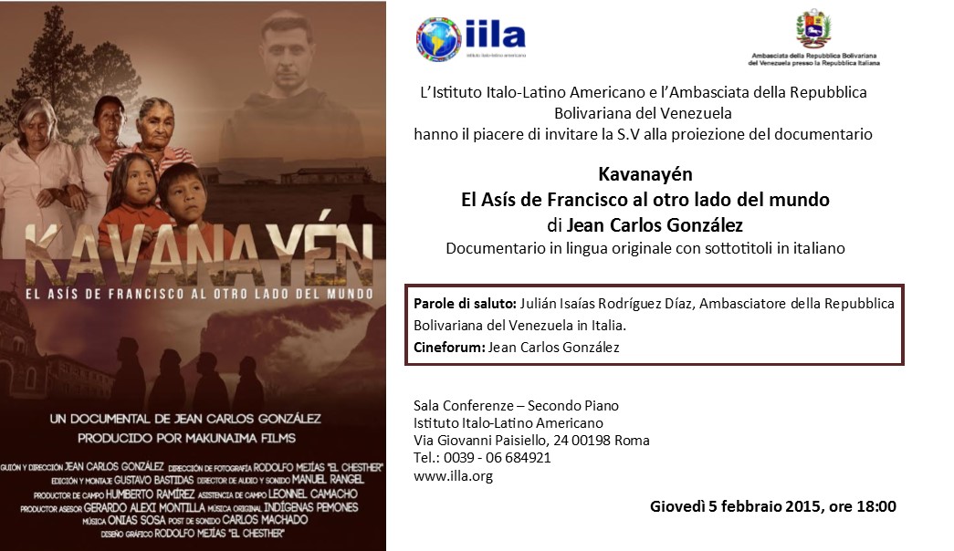 Invito proiezione film Kavanayen venezuela