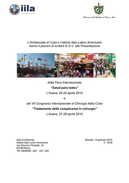 Presentazione Fiera Salud Cuba 2015 invito2